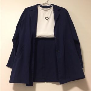 Set: White Heart T-shirt + Navy Blazer